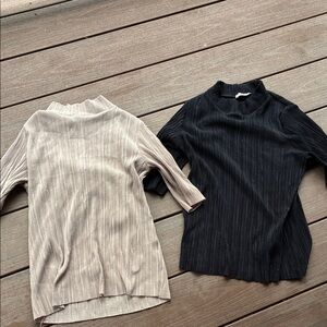 Zara Short Sleeve Tops in Black and Tan